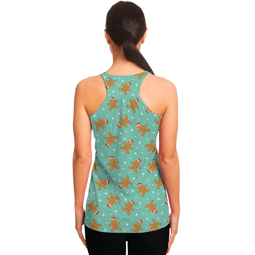 Little Gingerbread Man Pattern Print Women's Racerback Tank Top
