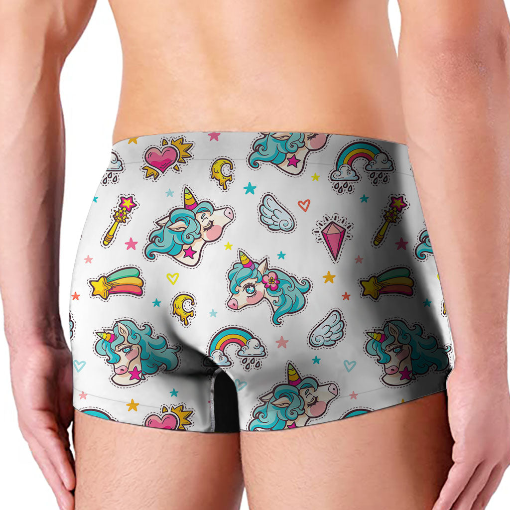 Little Girly Unicorn Pattern Print Men's Boxer Briefs