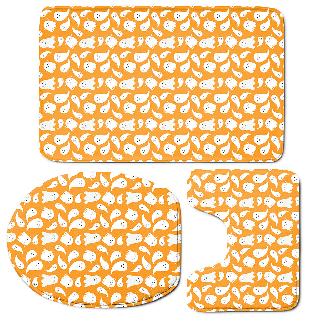 Little Halloween Ghost Pattern Print 3 Piece Bath Mat Set