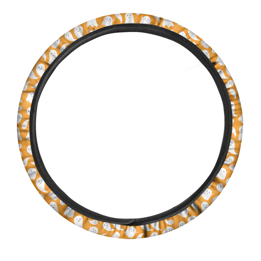Little Halloween Ghost Pattern Print Car Steering Wheel Cover