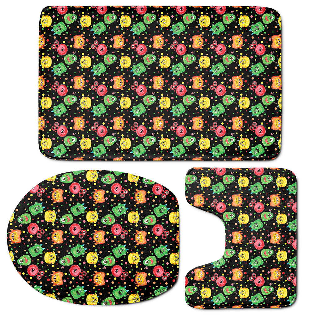 Little Monster Pattern Print 3 Piece Bath Mat Set