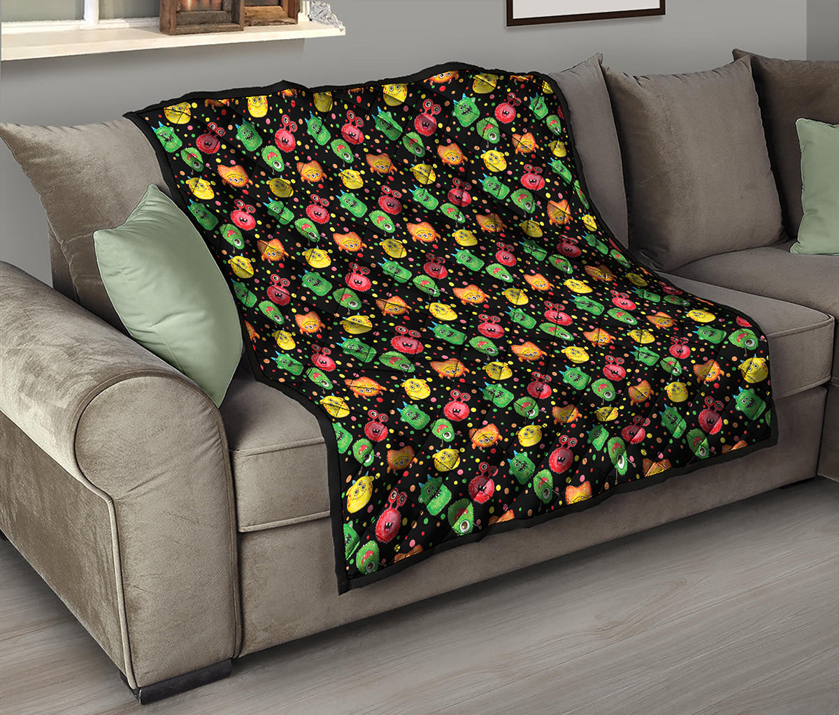 Little Monster Pattern Print Quilt