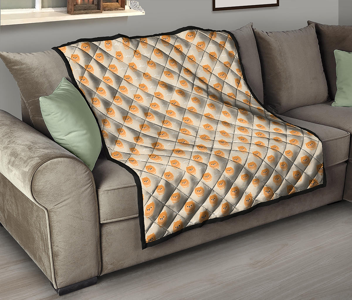 Little Pomeranian Pattern Print Quilt