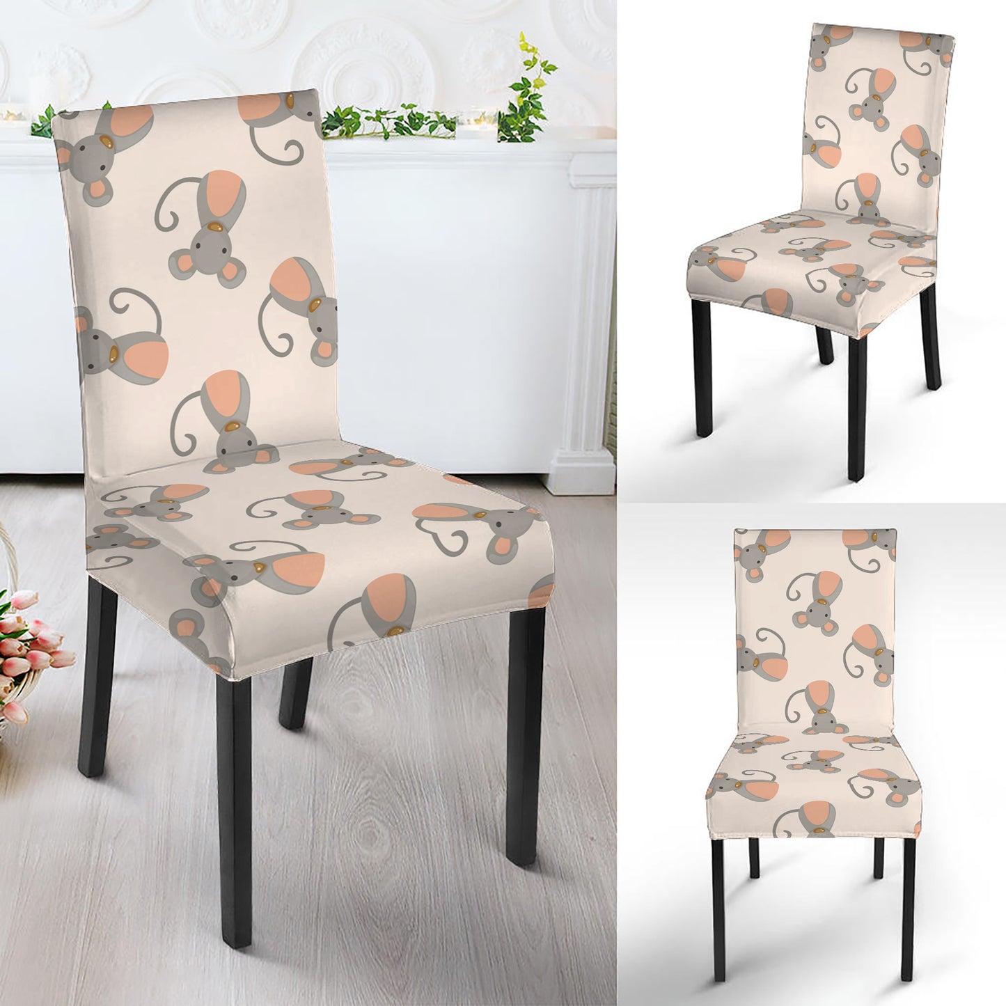 Little Rat Pattern Print Dining Chair Slipcover
