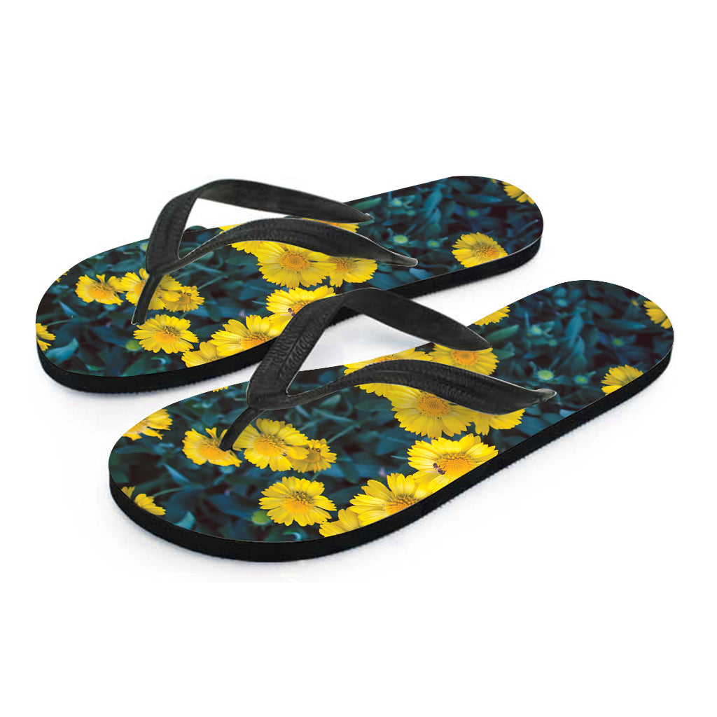 Little Yellow Daisy Print Flip Flops