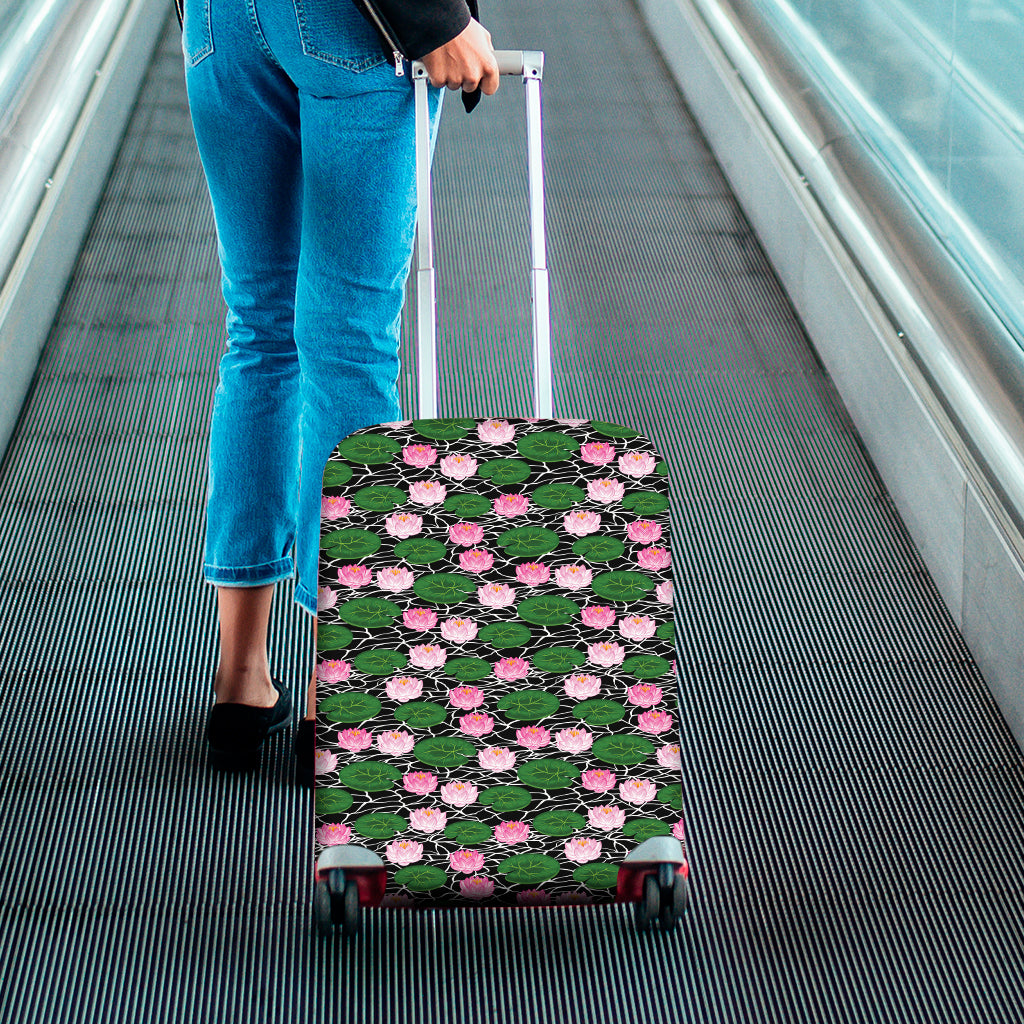 Lotus Flower And Leaf Pattern Print Luggage Cover