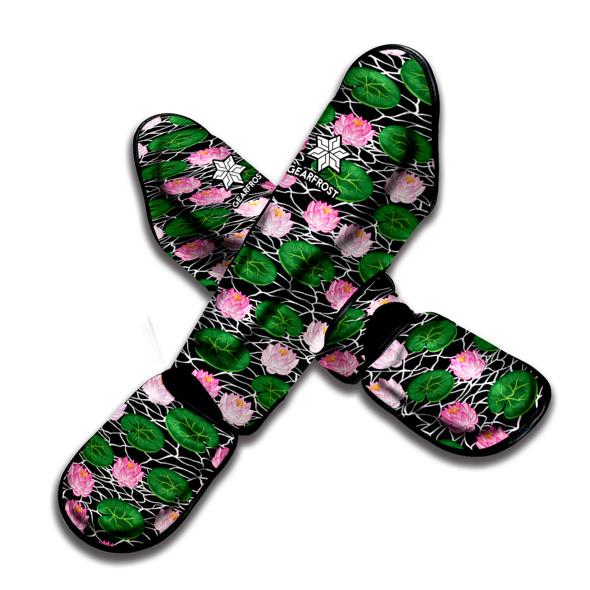 Lotus Flower And Leaf Pattern Print Muay Thai Shin Guard