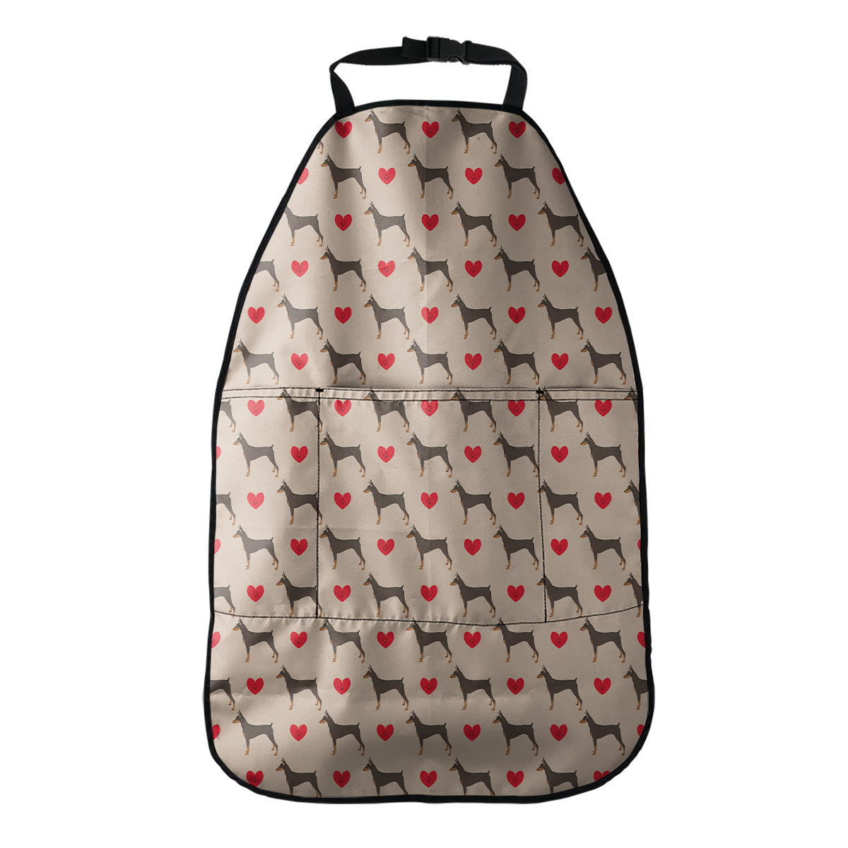 Love Dobermann Pattern Print Car Seat Organizers