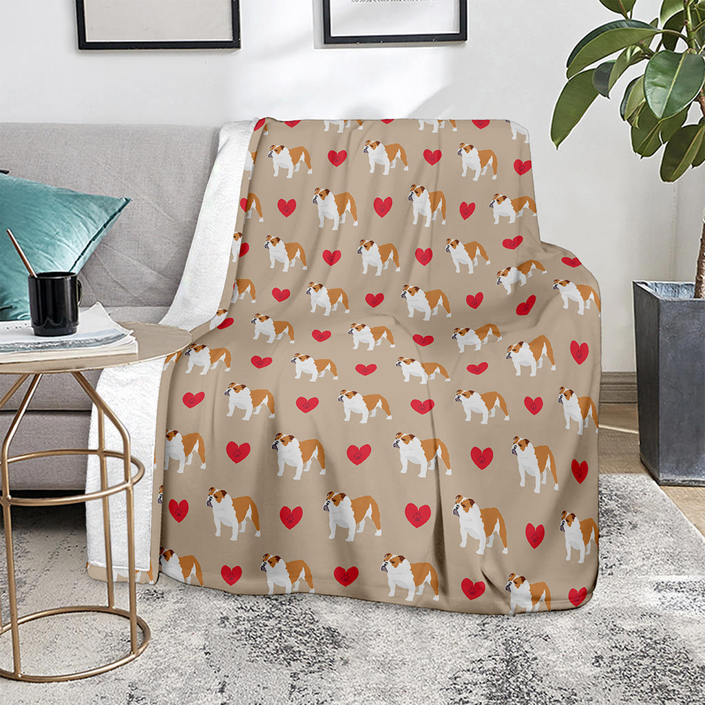 Love English Bulldog Pattern Print Blanket