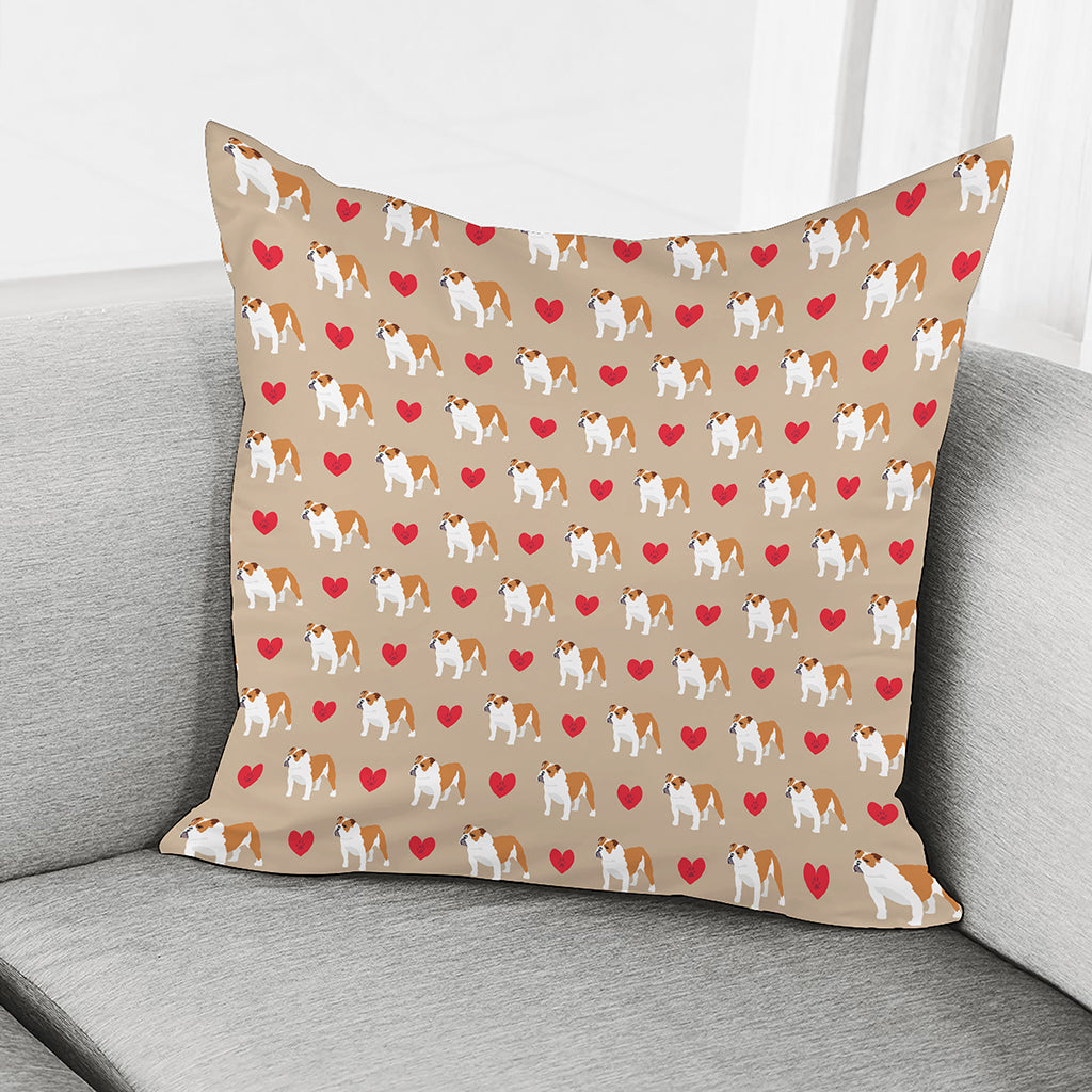 Love English Bulldog Pattern Print Pillow Cover