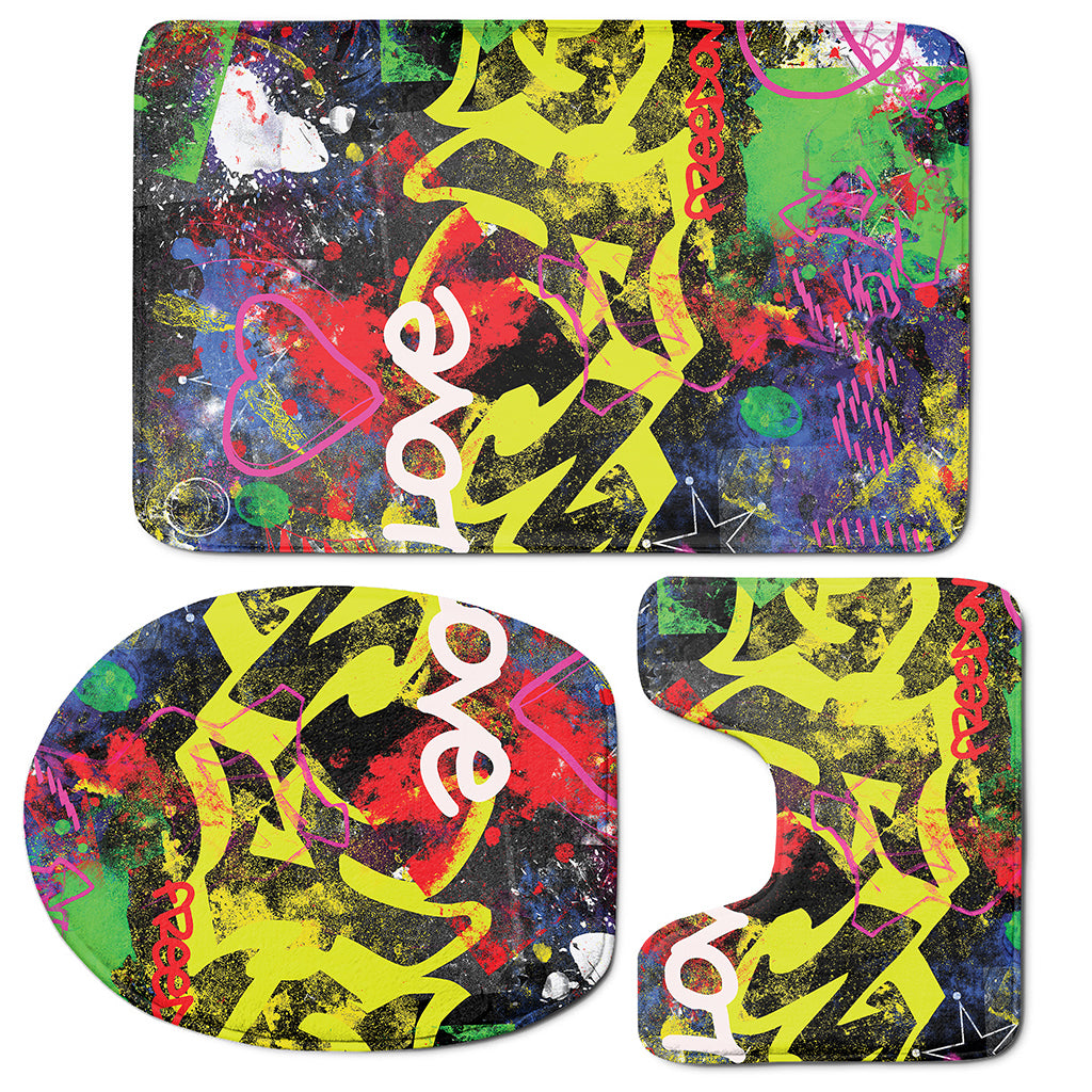 Love NYC Graffiti Print 3 Piece Bath Mat Set