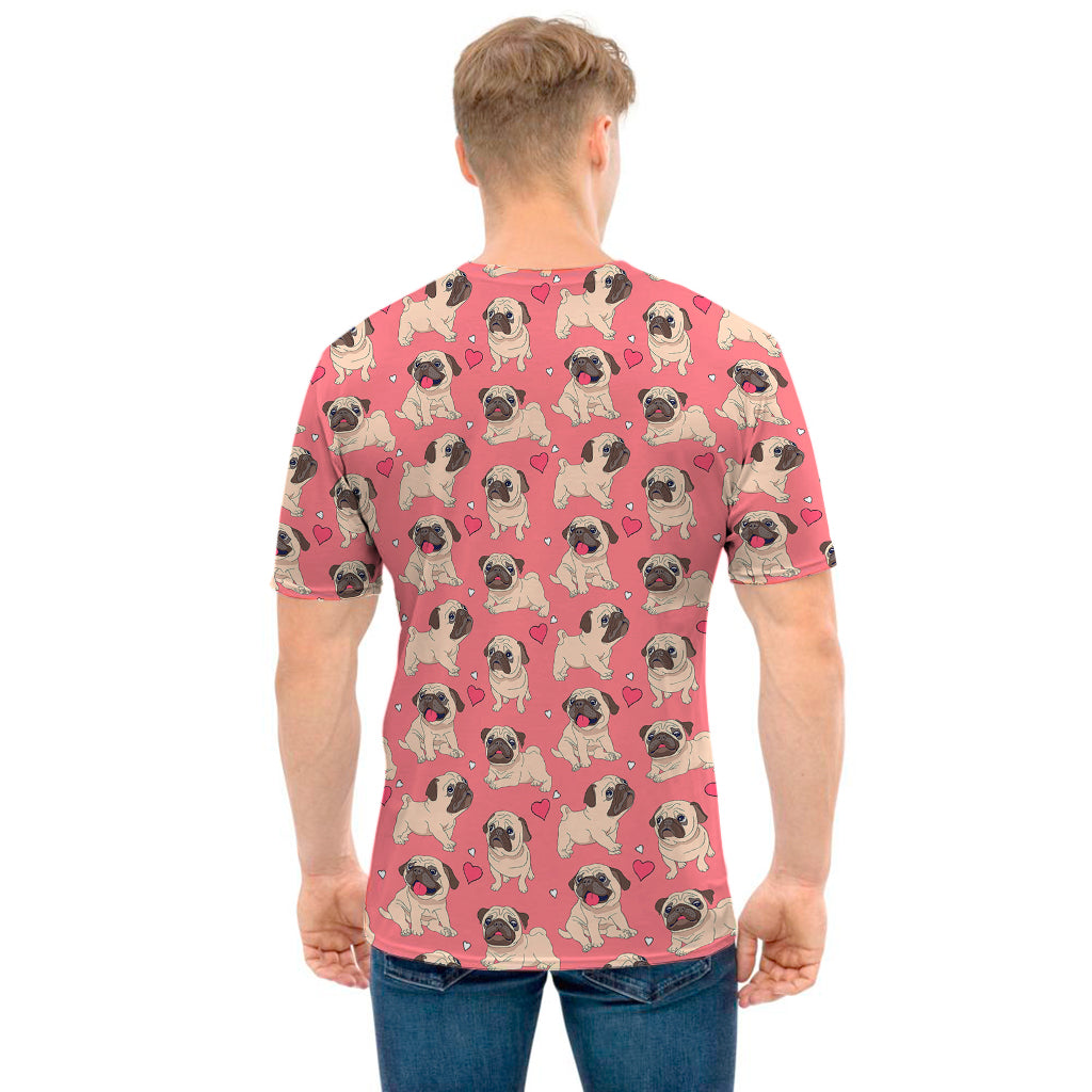 Love Pug Pattern Print Men's T-Shirt