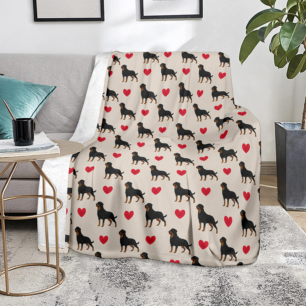 Love Rottweiler Pattern Print Blanket