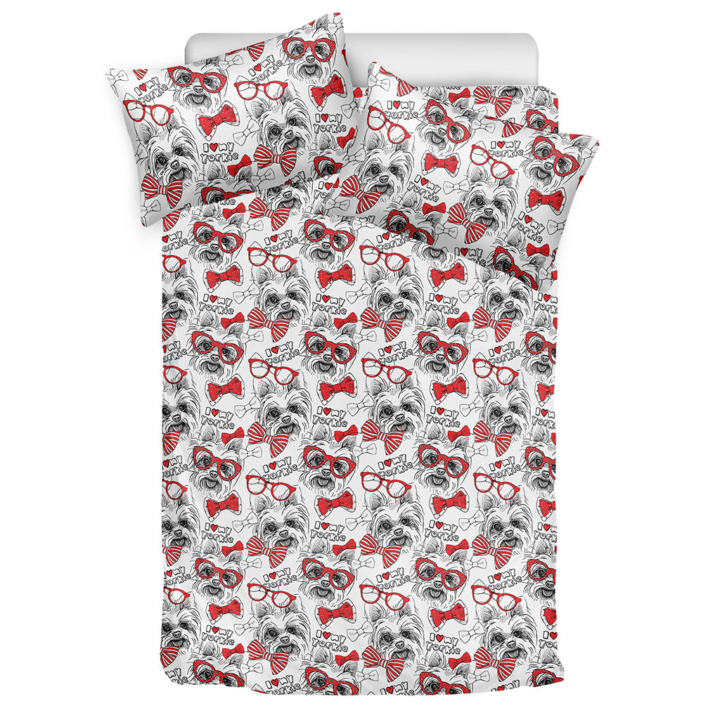 Lovely Yorkshire Terrier Pattern Print Duvet Cover Bedding Set