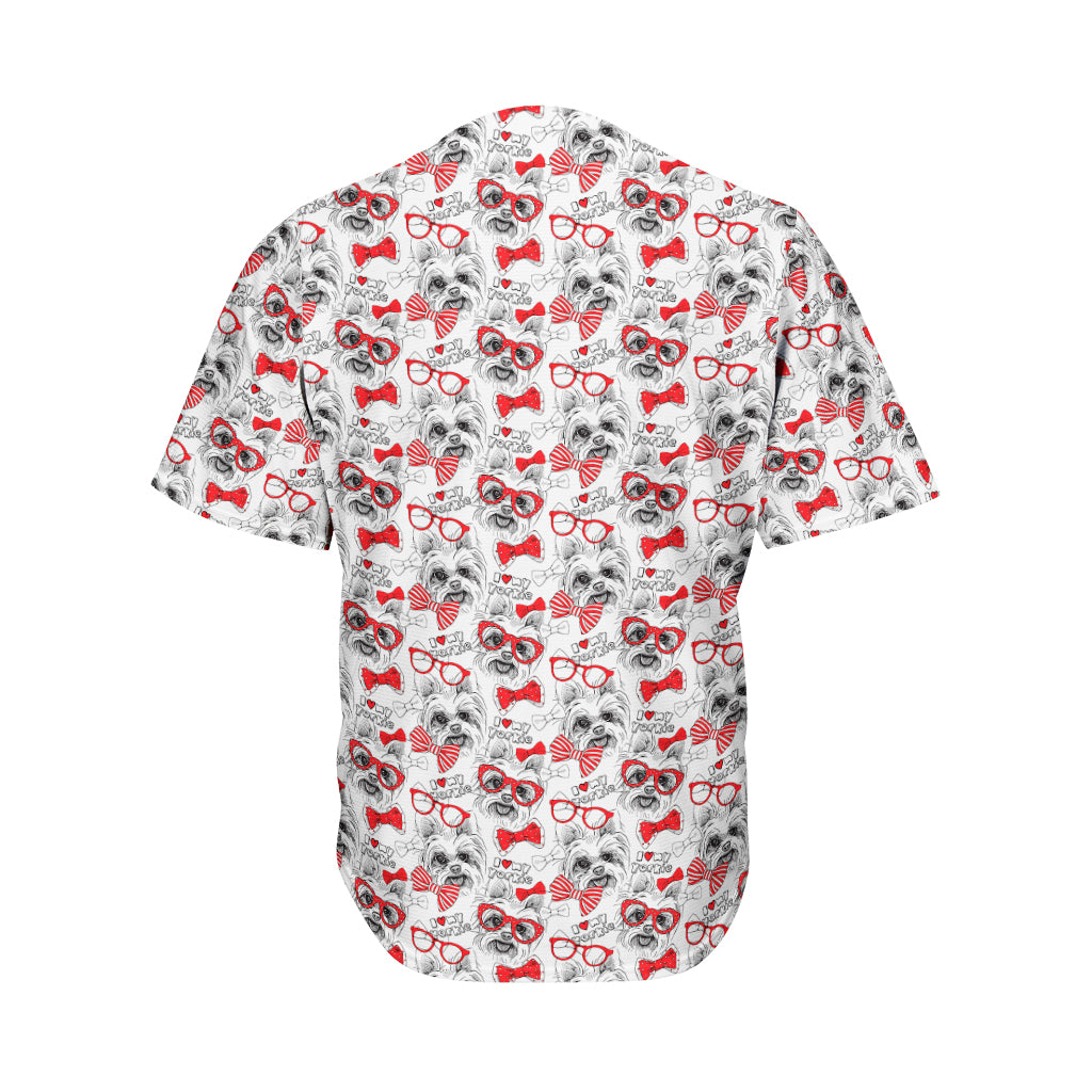 Lovely Yorkshire Terrier Pattern Print Men's Baseball Jersey