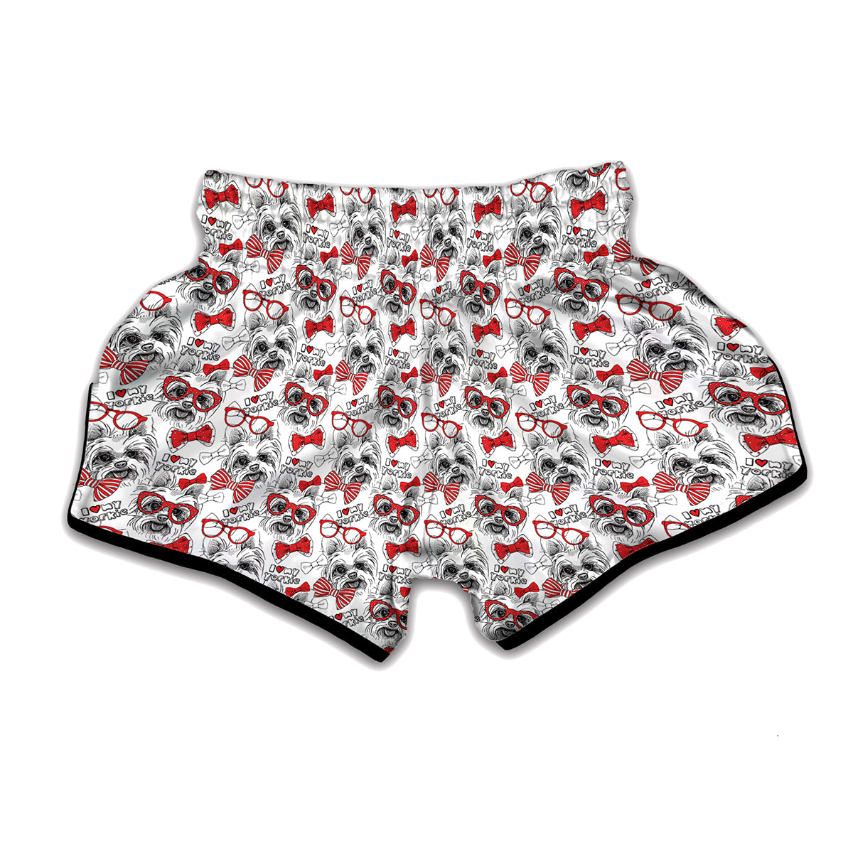 Lovely Yorkshire Terrier Pattern Print Muay Thai Boxing Shorts