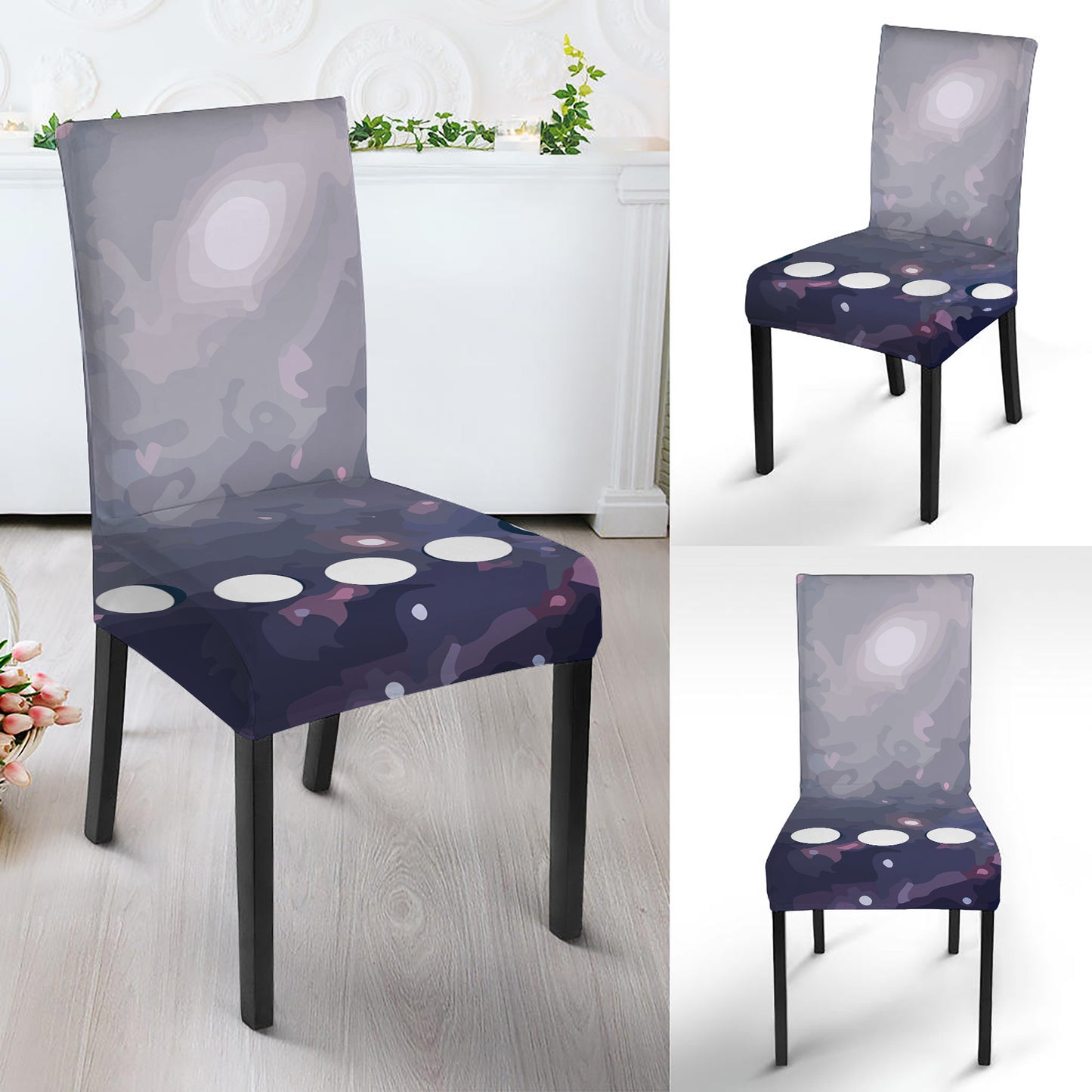 Lunar Phase Cycle Print Dining Chair Slipcover