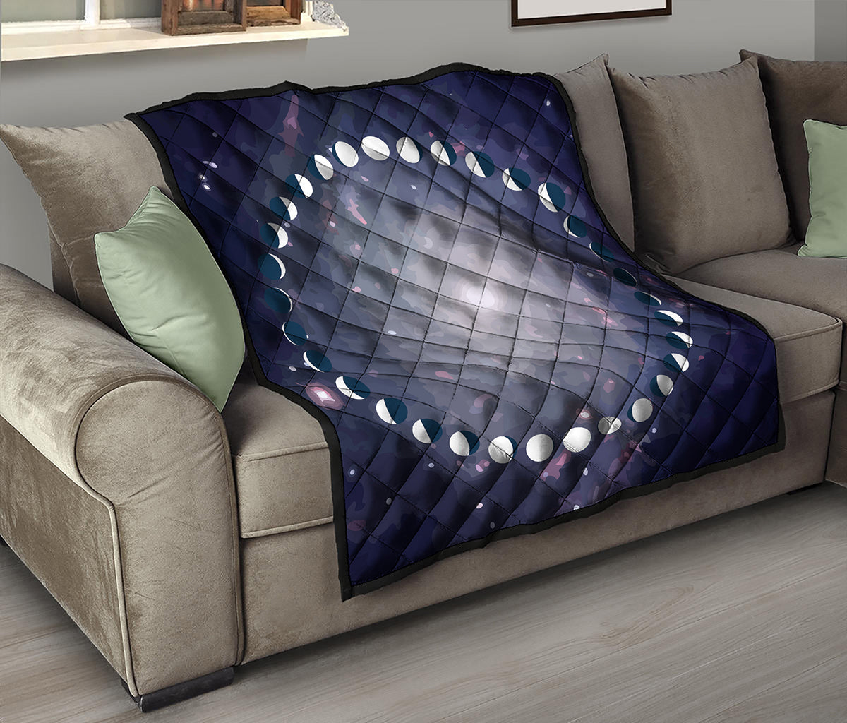 Lunar Phase Cycle Print Quilt