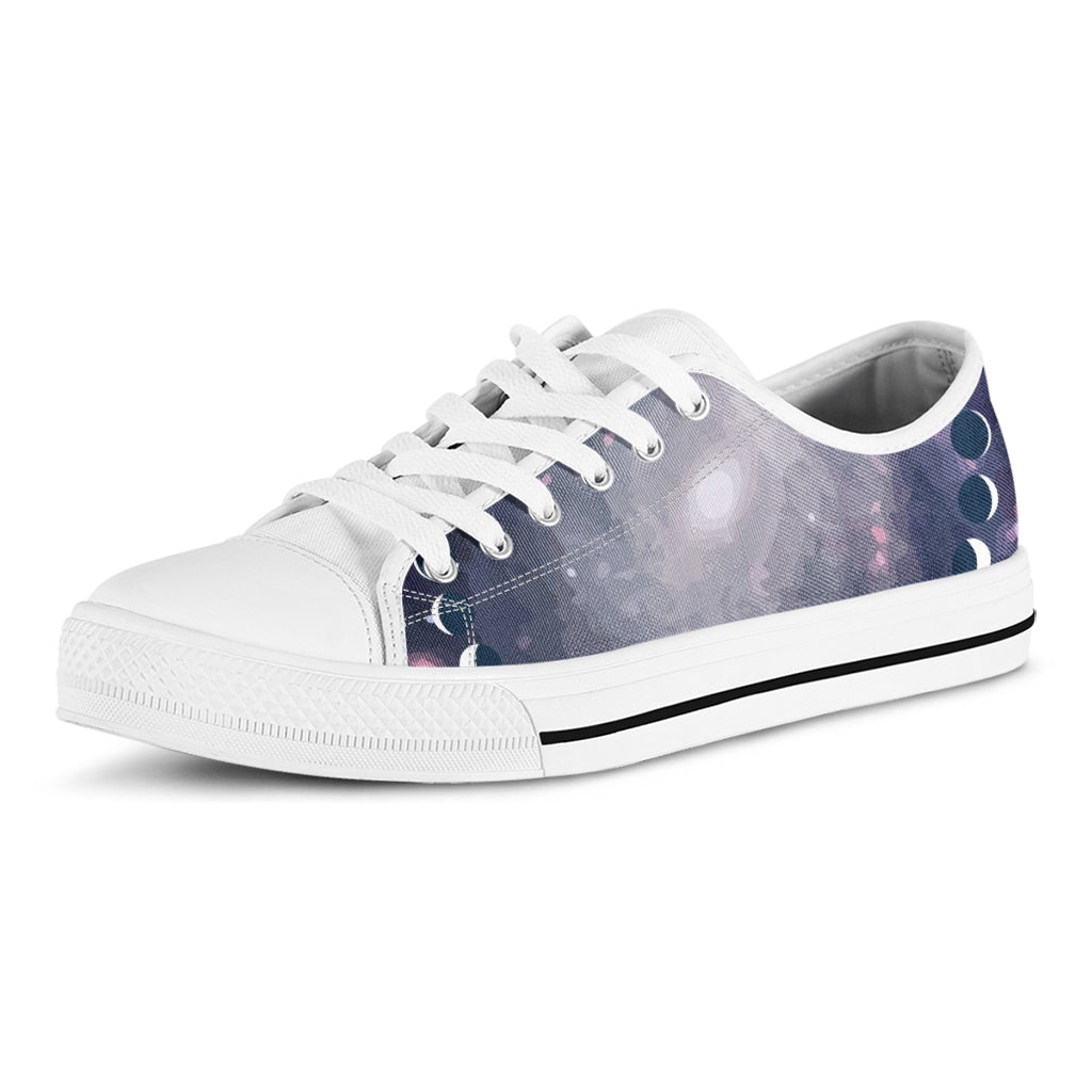 Lunar Phase Cycle Print White Low Top Shoes