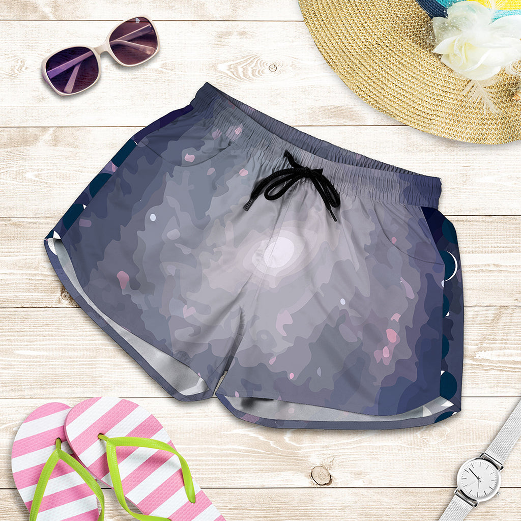 Lunar Phase Cycle Print Women's Shorts