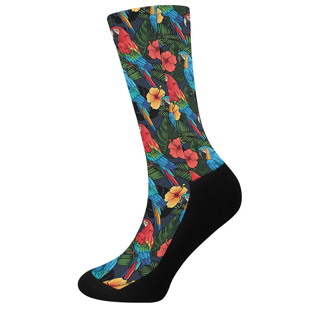 Macaw Parrot Pattern Print Crew Socks