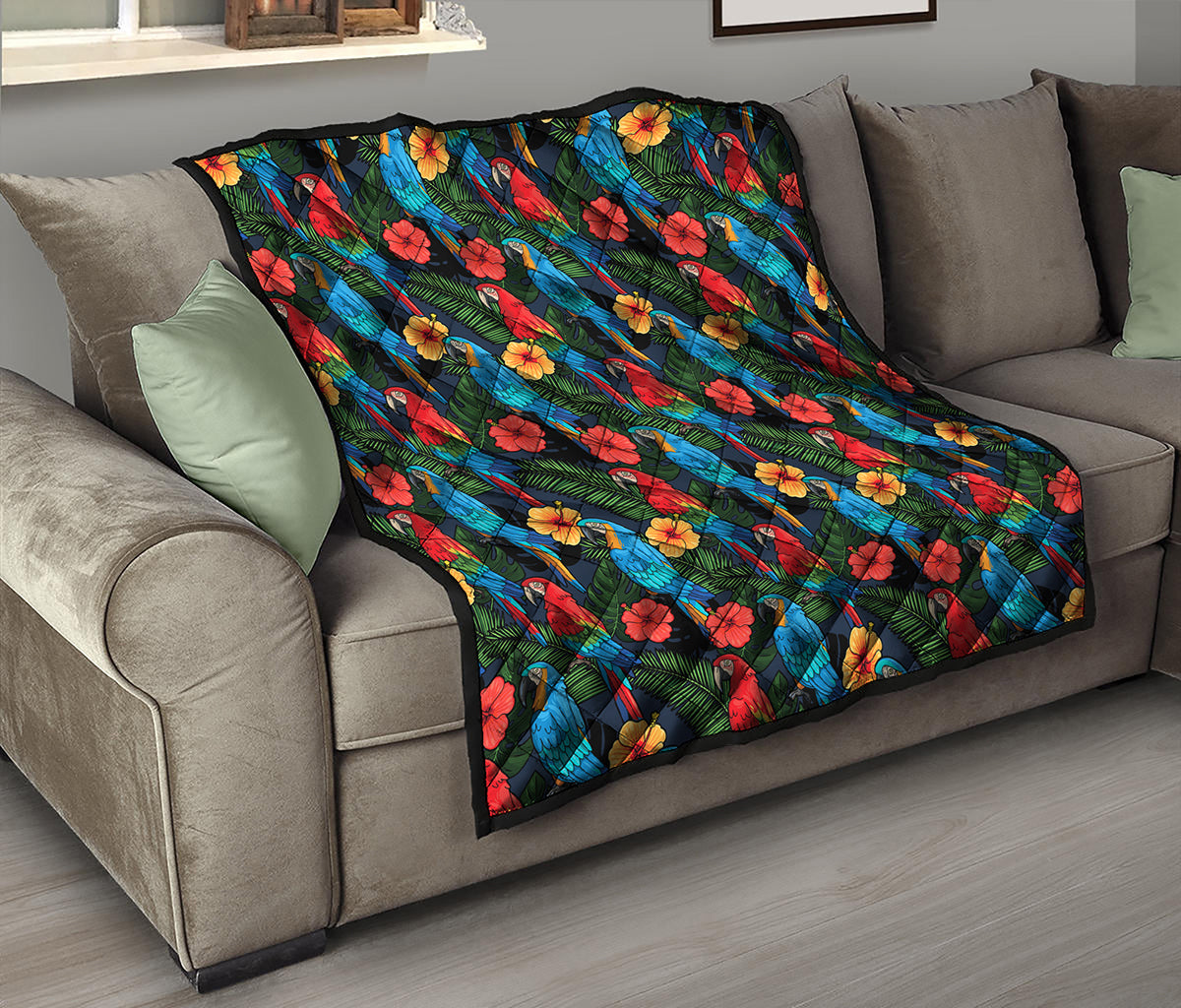 Macaw Parrot Pattern Print Quilt