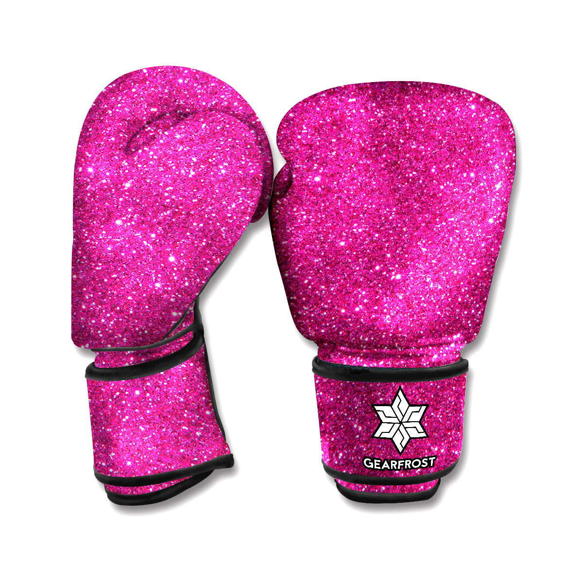 Magenta Pink Glitter Texture Print Boxing Gloves