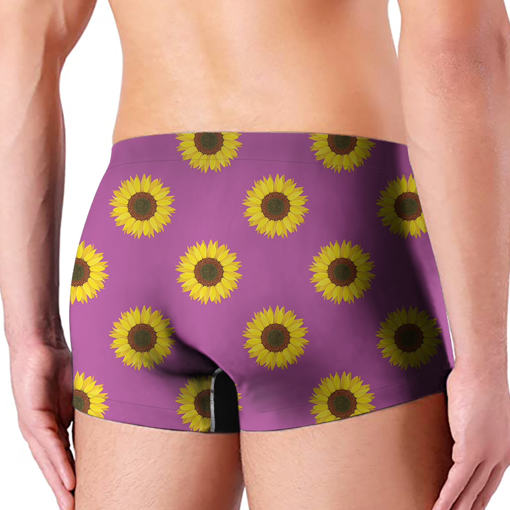 Magenta Pink Sunflower Pattern Print Men's Boxer Briefs