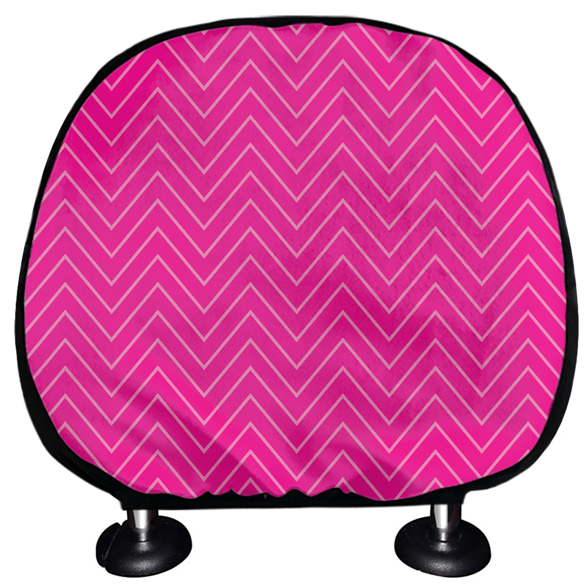 Magenta Pink Zigzag Pattern Print Car Headrest Covers