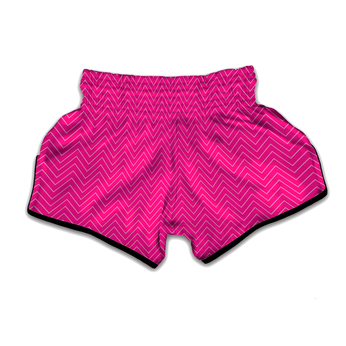 Magenta Pink Zigzag Pattern Print Muay Thai Boxing Shorts