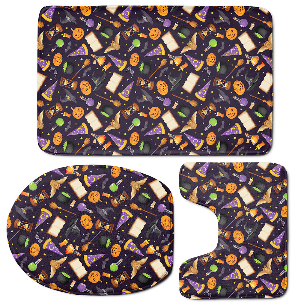Magic Wizard Pattern Print 3 Piece Bath Mat Set
