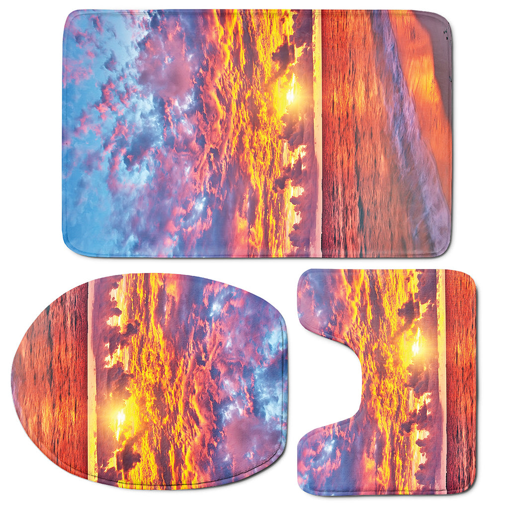 Maldives Sunset Print 3 Piece Bath Mat Set