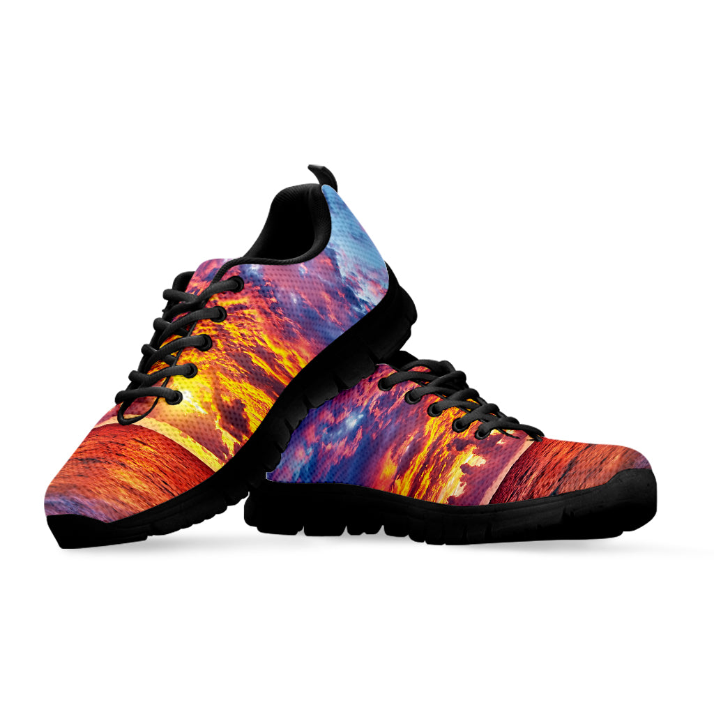 Maldives Sunset Print Black Sneakers