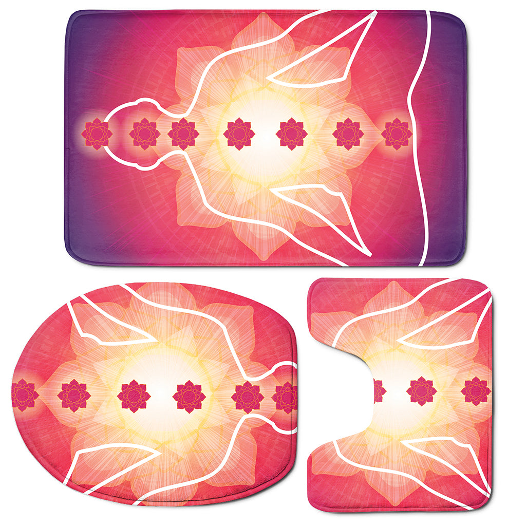 Mandala Chakras Aura Print 3 Piece Bath Mat Set