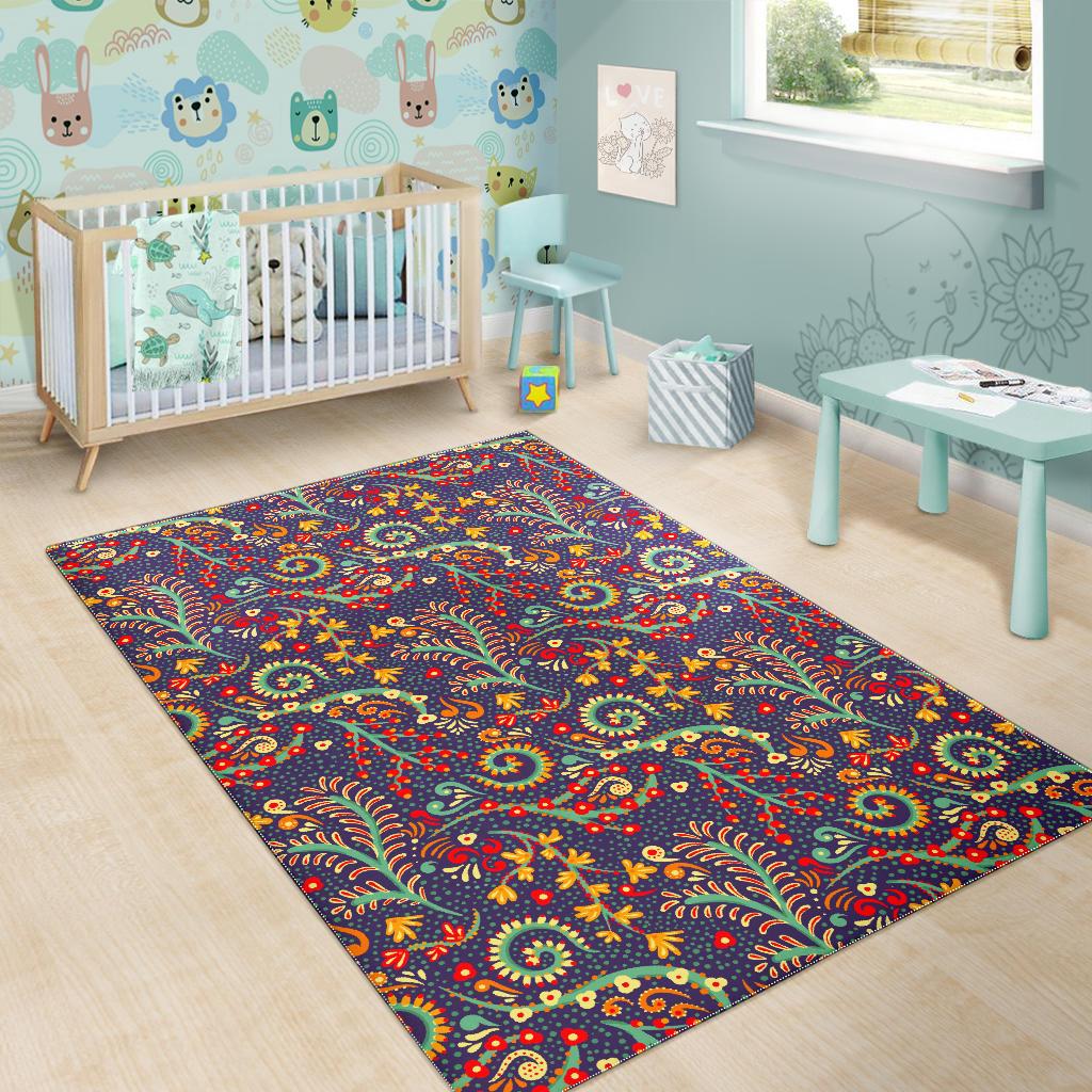 Mandala Floral Bohemian Pattern Print Area Rug GearFrost