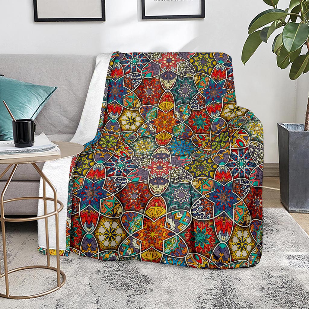Mandala Star Bohemian Pattern Print Blanket