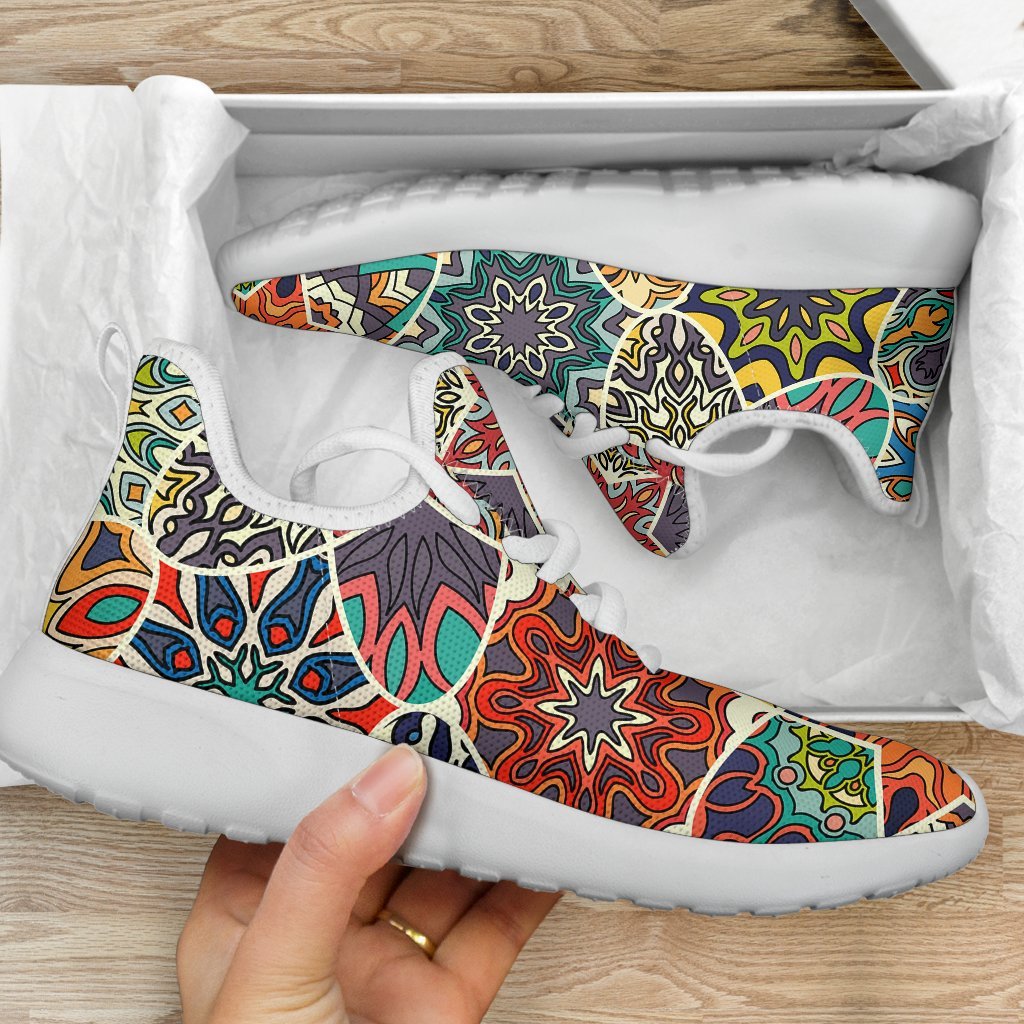 Mandala Star Bohemian Pattern Print Mesh Knit Shoes GearFrost