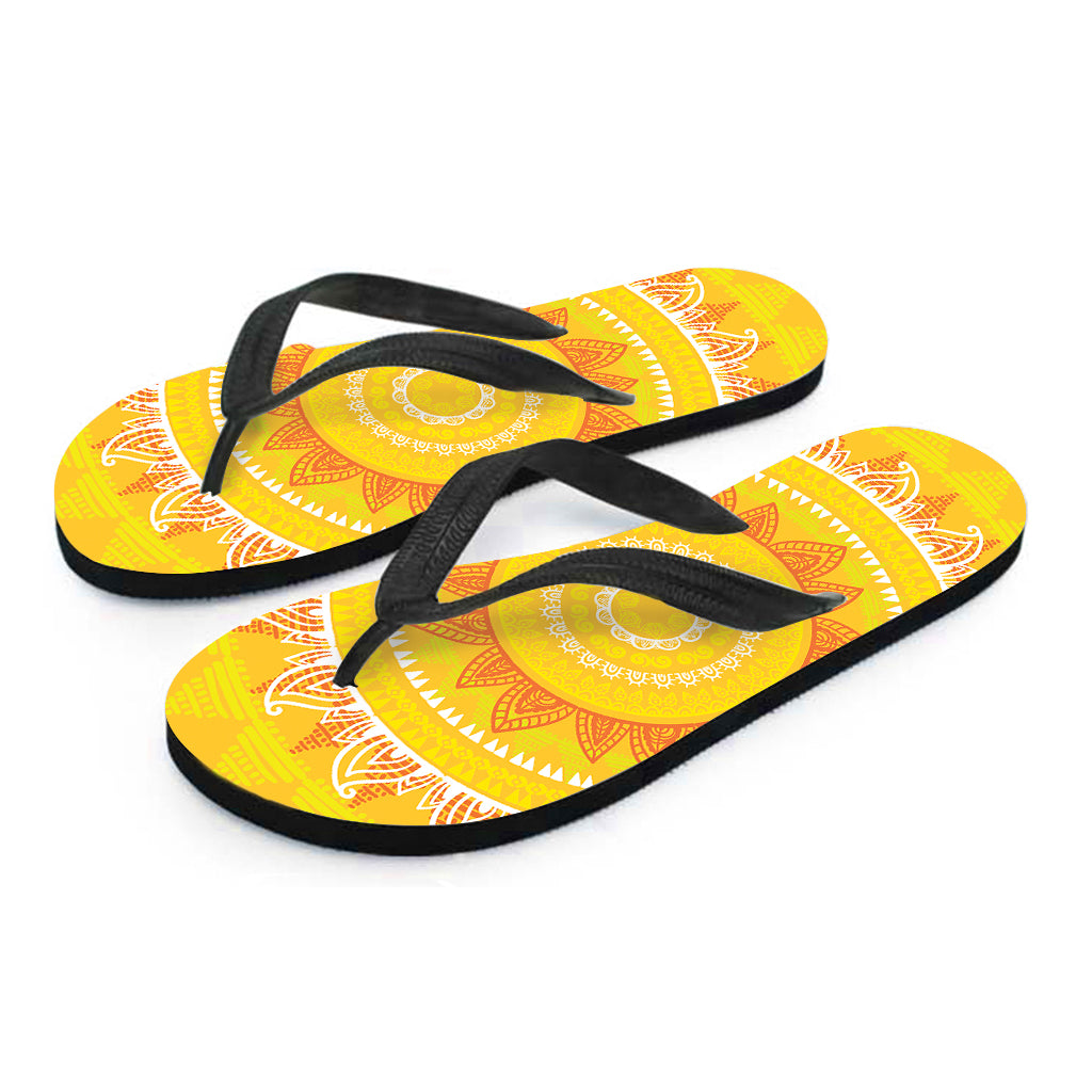 Mandala Sun Print Flip Flops