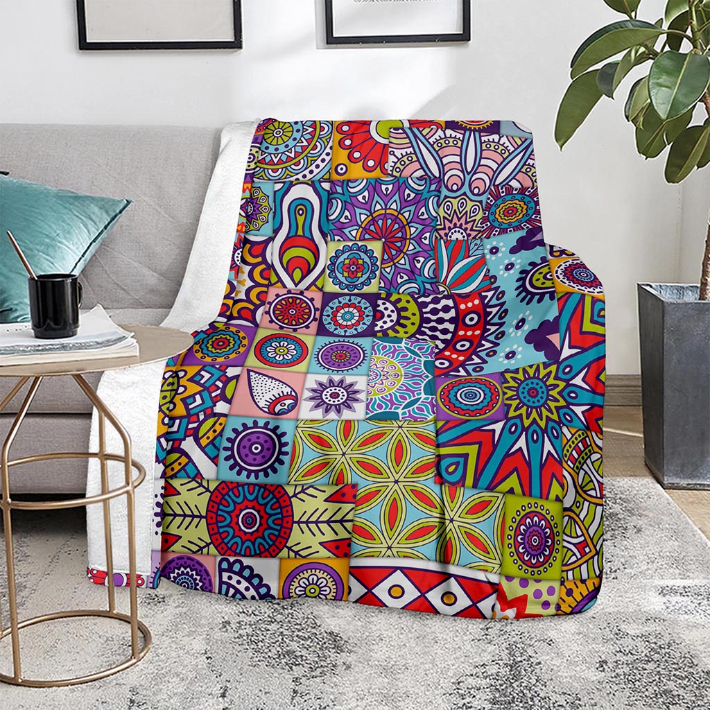 Mandala Tile Bohemian Pattern Print Blanket