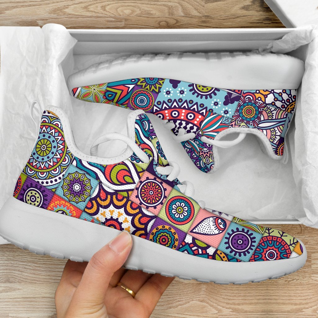 Mandala Tile Bohemian Pattern Print Mesh Knit Shoes GearFrost