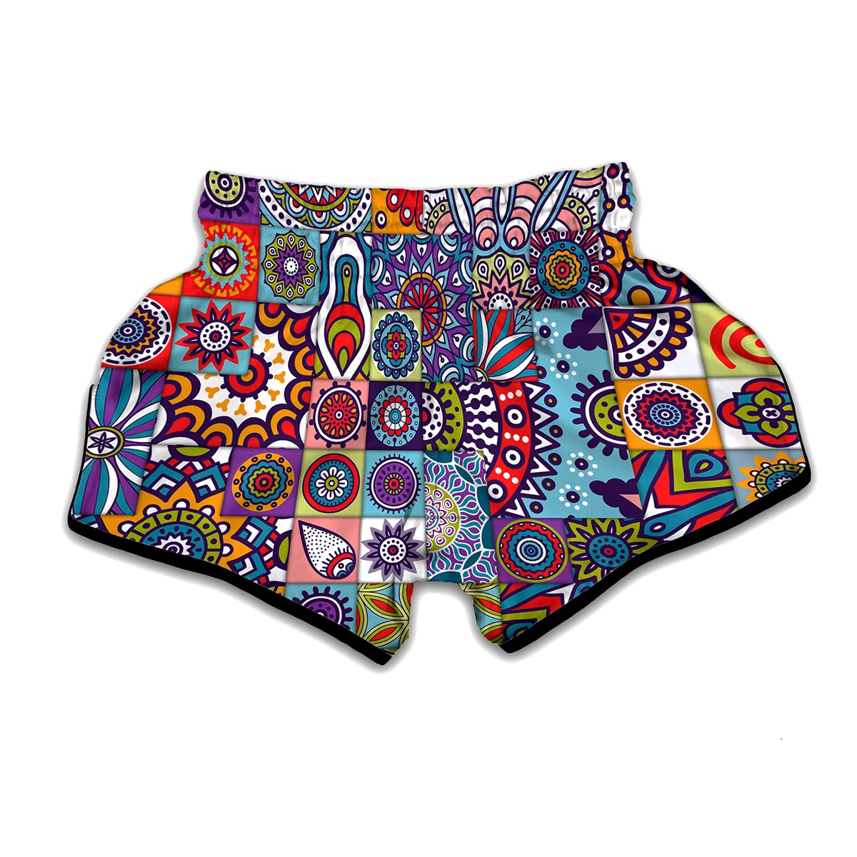 Mandala Tile Bohemian Pattern Print Muay Thai Boxing Shorts
