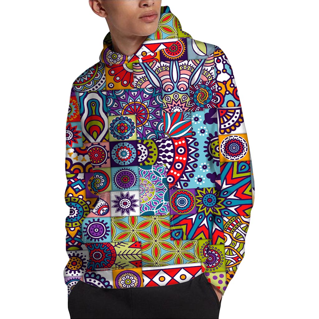 Mandala Tile Bohemian Pattern Print Pullover Hoodie