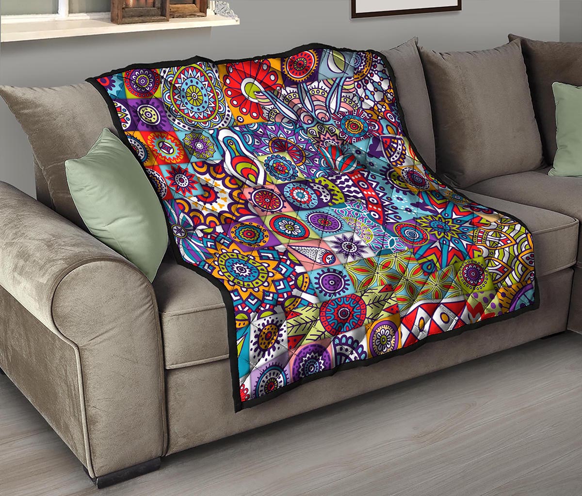 Mandala Tile Bohemian Pattern Print Quilt