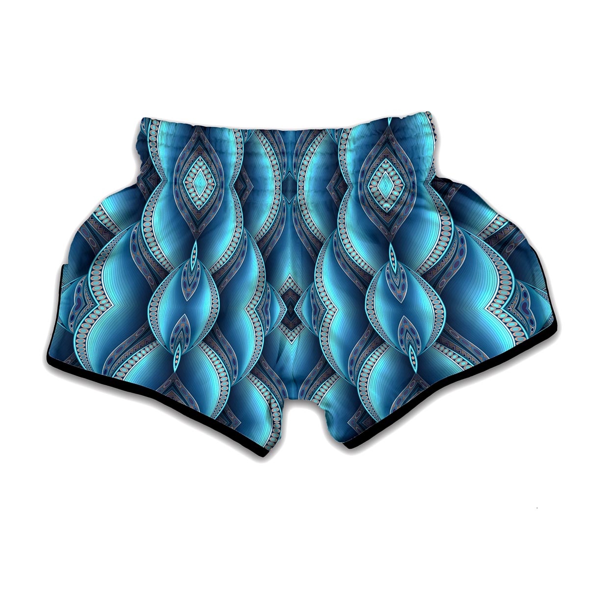 Mandala Waves Bohemian Pattern Print Muay Thai Boxing Shorts