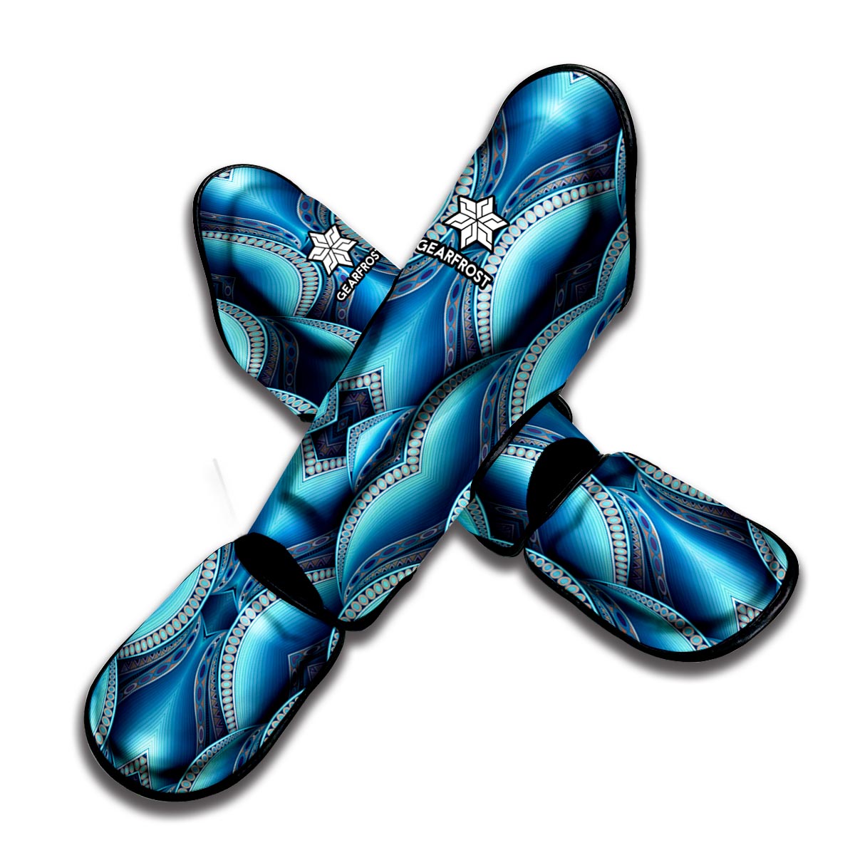 Mandala Waves Bohemian Pattern Print Muay Thai Shin Guard