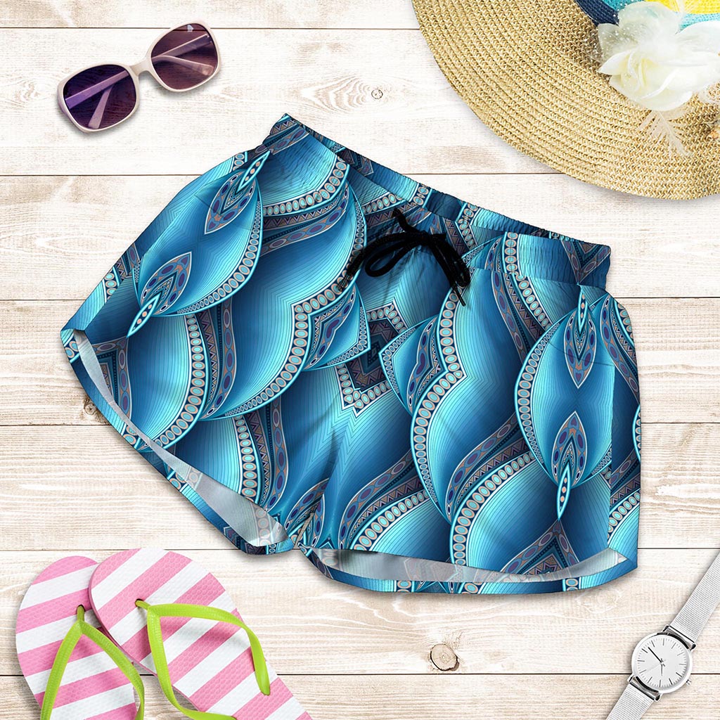 Mandala Waves Bohemian Pattern Print Women's Shorts