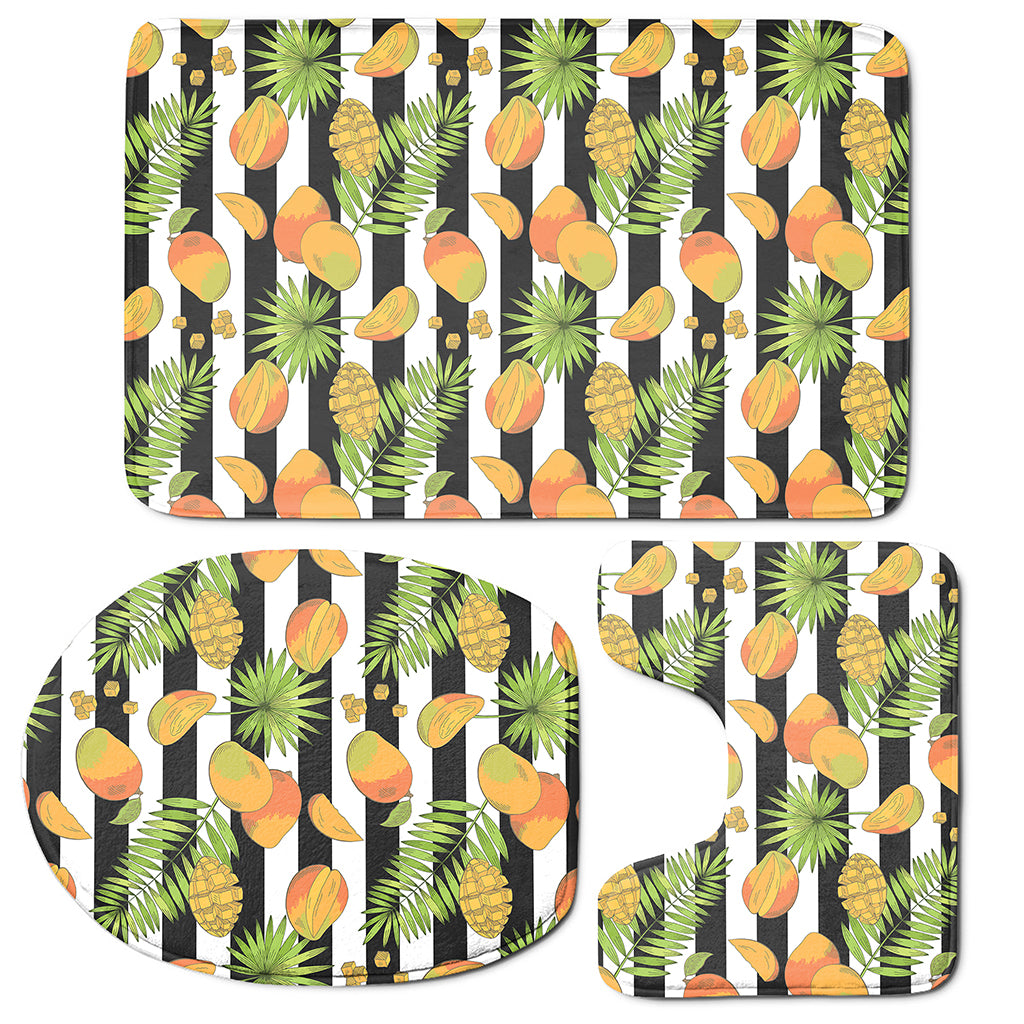 Mango Fruit Striped Pattern Print 3 Piece Bath Mat Set
