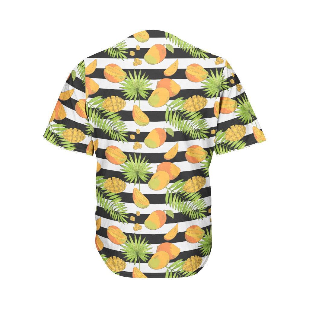 Mango Fruit Striped Pattern Print Men's Baseball Jersey