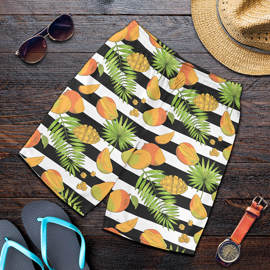 Mango Fruit Striped Pattern Print Men's Shorts