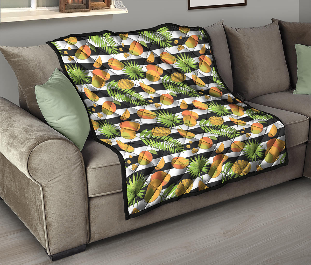 Mango Fruit Striped Pattern Print Quilt